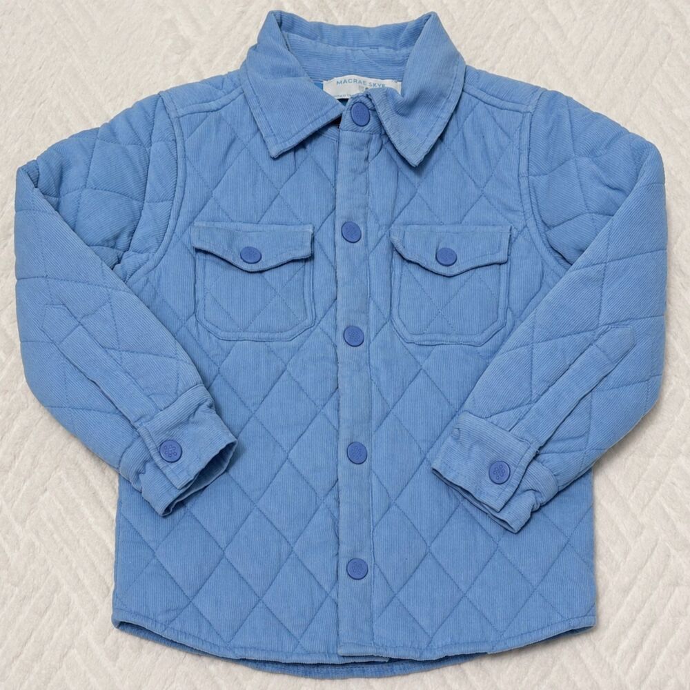 Macrae Skye Size 4 Harrison Quilted Corduroy Jacket Light Blue Plaid Lined Coat